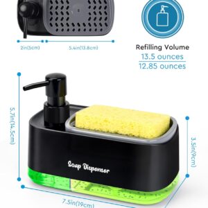Bestseek Hand and Dish Soap Dispenser Set for Kitchen, Dual Soap Dispenser with Sponge Holder, 3-in-1 Countertop Soap Pump